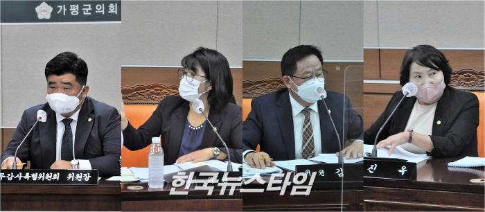  사진  좌로부터 양재성 위원장  강민숙 의원  김경수 의원  이진옥 의원 